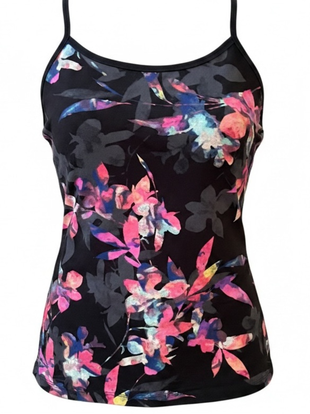 Torrid Adjustable Straps Black Pink Floral Camisole One Wear Sz M/L | EUC